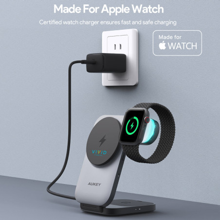 Aukey qi2 Foldable 3-in-1 Magnetic Ultra Fast Wireless Charger